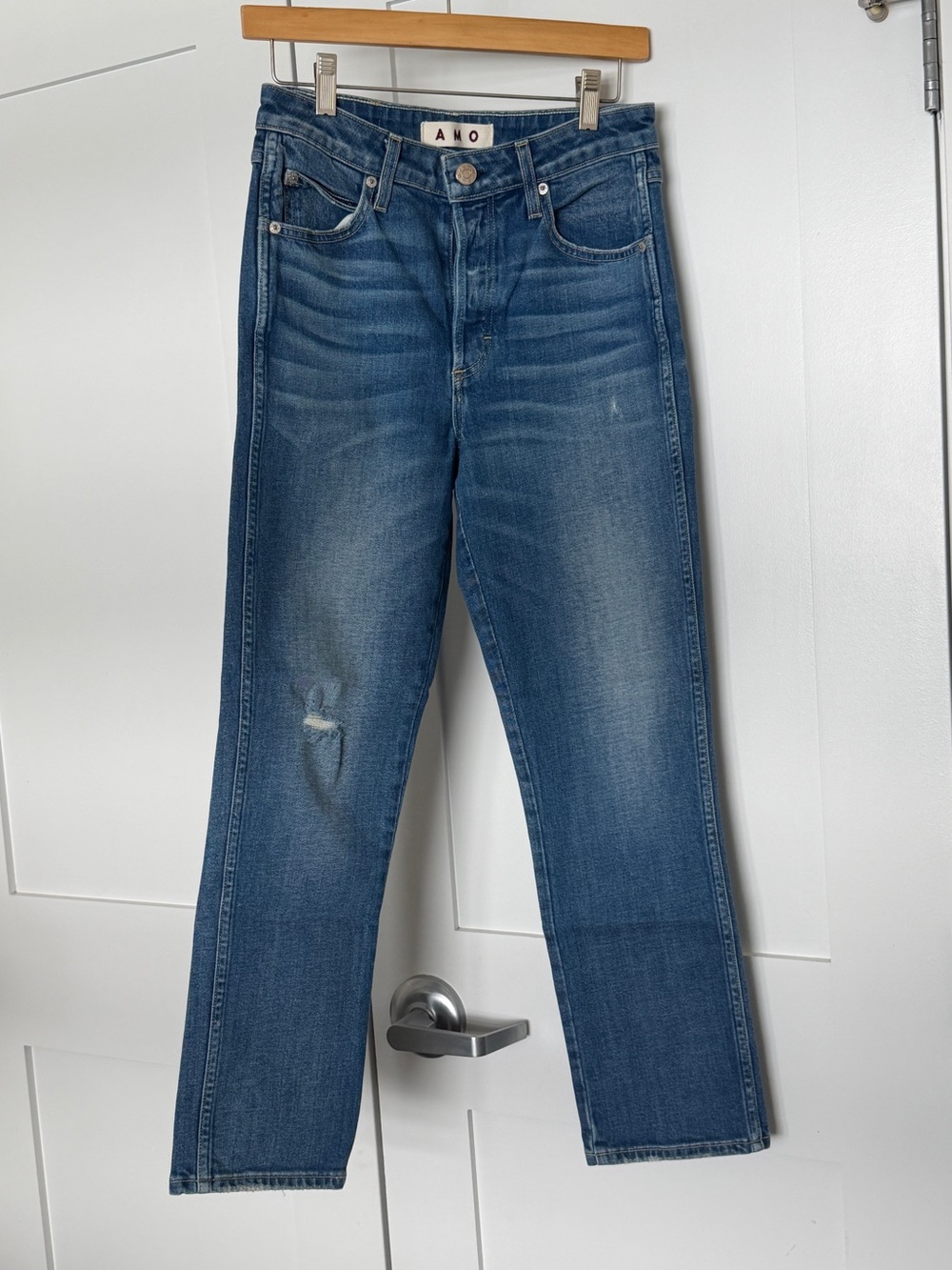 AMO Women's Skinny Jeans in Medium Blue Denim